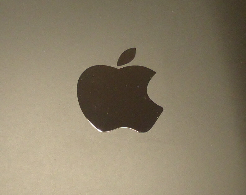Sticker Apple Logo Label Badge metal/chrome 40mm x 50mm [007d]