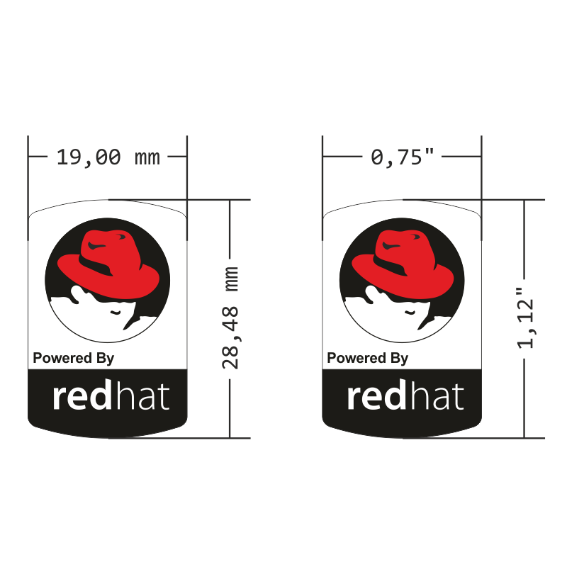 Sticker RedHat Logo Badge 1.9cm x 2.8cm [311]