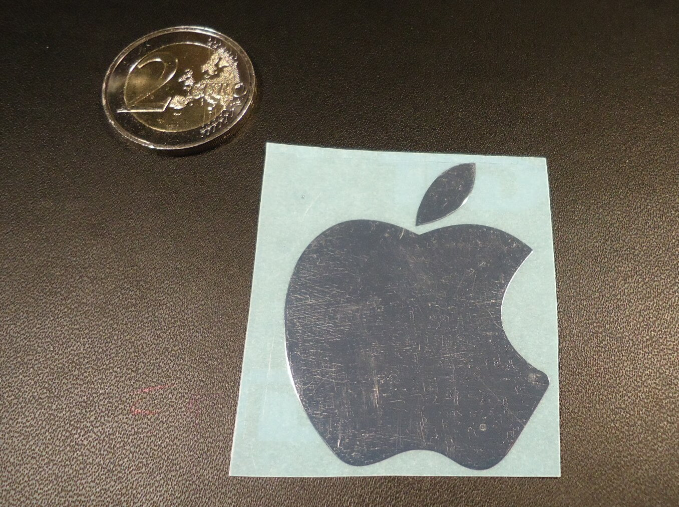 Sticker Apple Logo Label Badge metal/chrome 40mm x 50mm [007d]