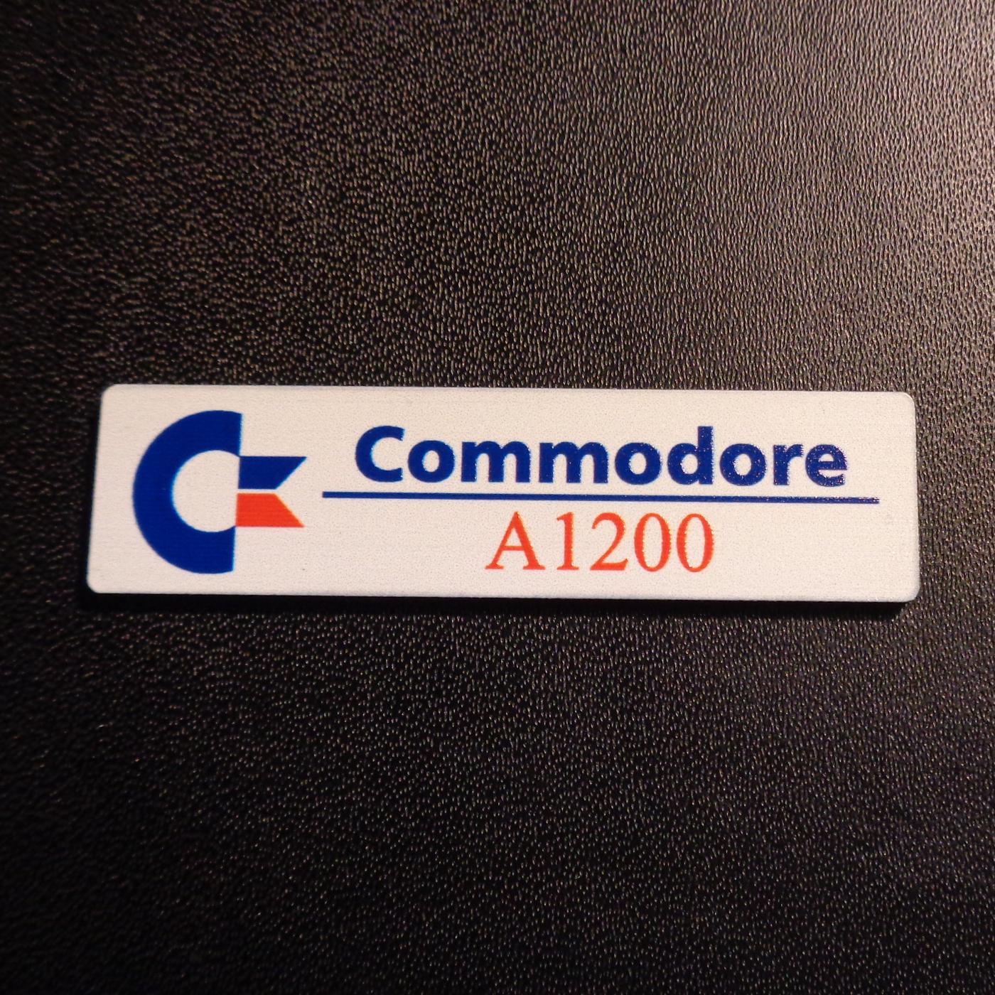 Sticker Commodore Amiga 1200 Color Logo Badge brushed aluminum 49 x 13 mm [263f]