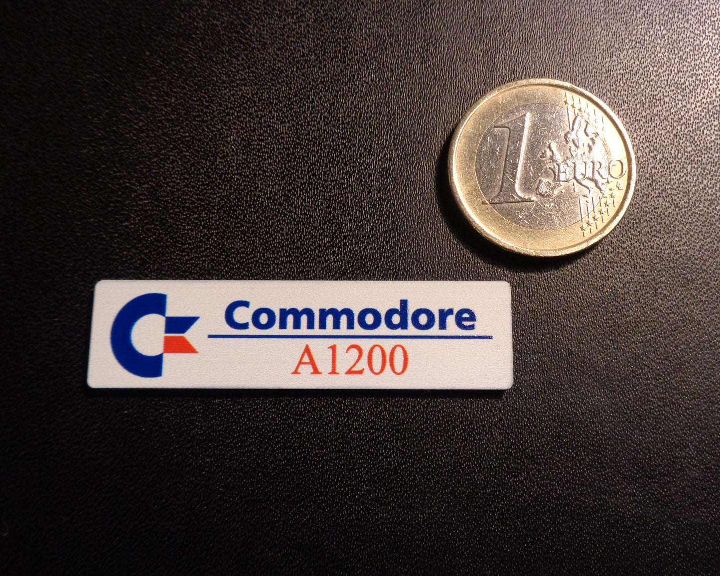 Sticker Commodore Amiga 1200 Color Logo Badge brushed aluminum 49 x 13 mm [263f]