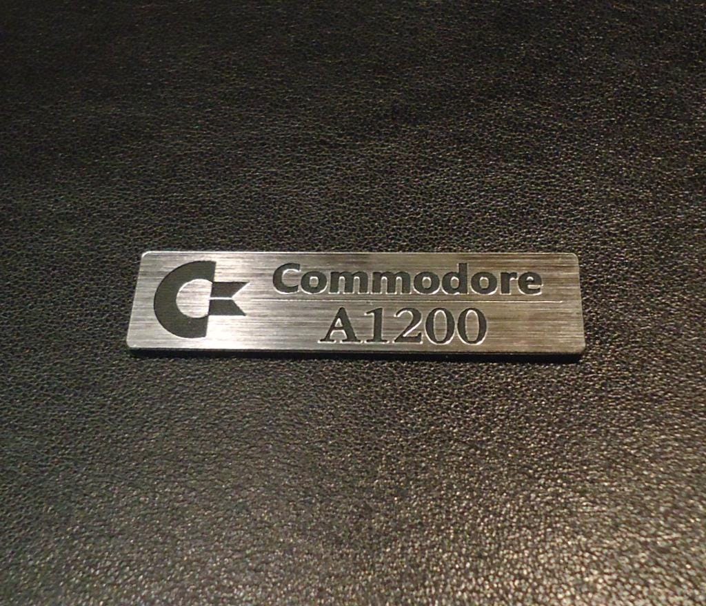 Sticker Commodore Amiga 1200 Label Logo  Badge brushed aluminum 49 x 13 mm [263]